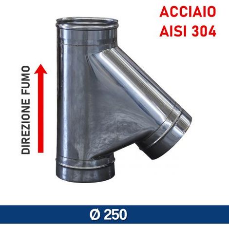 RACCORDO BRAGA A Y 135° IN ACCIAIO INOX PER CANNA FUMARIA VARIE MISURE 23083V 250 (22063) (1/3)