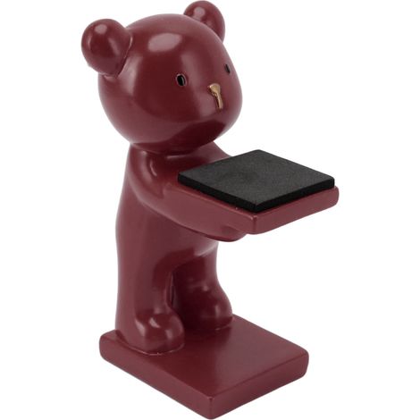 Support de montre, porte-montre en résine, présentoir de rangement de montre personnalisé, présentoir élégant pour boîtier de montre, support de montre sur pied en forme d'ours rouge vin (1/5)
