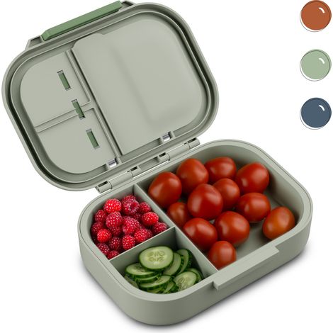 Klarstein Bunko - Lunchbox, 3 scomparti, incl. 3 pz. Posate ca. 21 x 14,5 x 5,5 cm
