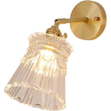 Vintage Industriel Applique Murale E27 Luminaires Intérieur Abat-jour en Verre à Rayures (1/5)