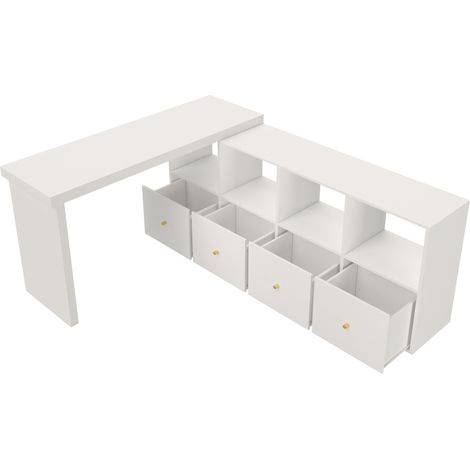 Drehbarer 360° Eckschreibtisch aus weißem MDF MODENUIT (1/5)