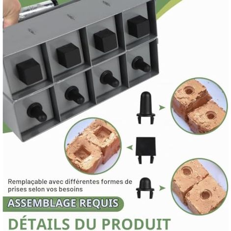 Presse à blocs de terreau pour semis, 8 x 4,5 x 2 cm, grise (1/3)