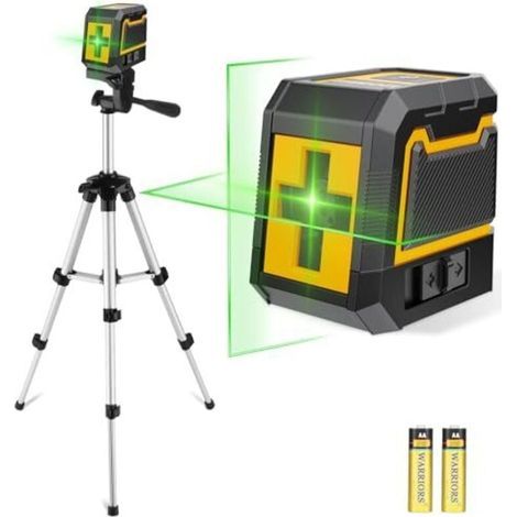 Cross line laser with tripod, laser spirit level, green self-leveling line laser, vertical and horizontal laser level for construction sites and DIY projects (1/4)