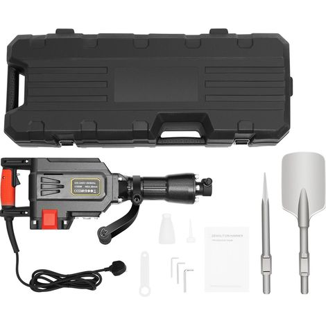 Electric Heavy Duty Jack Hammer, 1700W Heavy Duty Jack Hammer with Scraping Chisel and Point Chisel, Jack Hammer Concrete Breaker for trenching, Chipping, Breaking Holes in Concrete