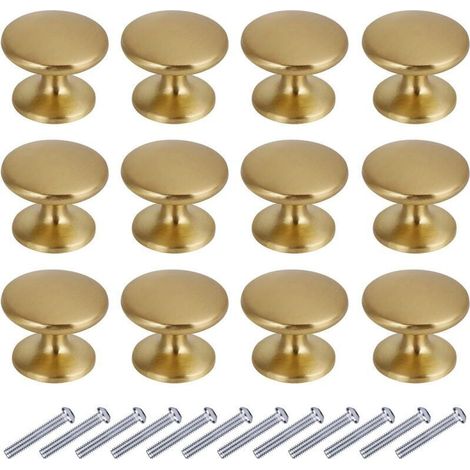 (12pcs. or). 27mm.Boutons de Porte Rond Boutons de Tiroir 27mm Poignées de Meuble pour Placard Armoire Cuisine (1/5)
