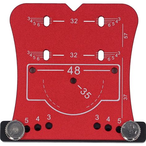 Gabarit de trou de charnière 35mm, gabarit de guidage de perçage en alliage d'aluminium, localisateur de poinçonnage pour le travail du bois pour porte d'armoire rouge (1/5)