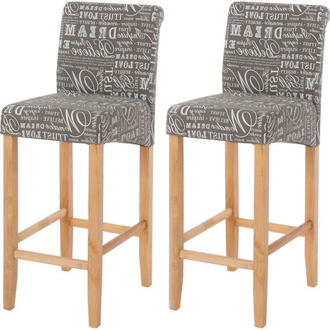 [NON UTILIZZATO] Coppia sgabelli alti HHG-717 Lounge legno tessuto, grigio con scritte piedi chiari