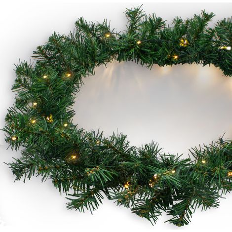 Weihnachts-Girlande mit Lichterkette - 540 cm / 70 LED - Künstliche Tannen Girlande warmweiß beleuchtet