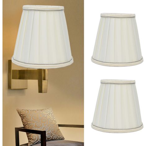 SJLERST 2 Pcs Abat-jour Double Petit Clip Sur Ampoule Matériau Confortable Abat-jour en Tissu de Baril pour Lampe de Table Chandelier Lampe Murale (1/5)