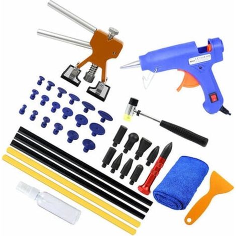 Kit de débosselage sans peinture, extracteur de bosses à pistolet à colle doré, pour carrosserie auto, réfrigérateur, moto, réparation de tôles… (1/3)