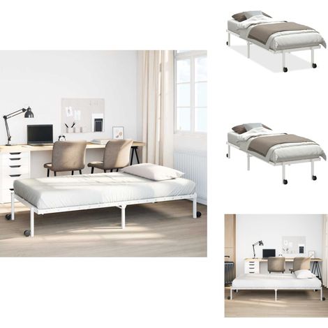 Cadre de lit sans matelas pliable blanc 75x190 cm acier - Cadre De Lit - Cadres De Lit - Cadre De Lit En Métal - Cadre De Lit Simple (1/5)