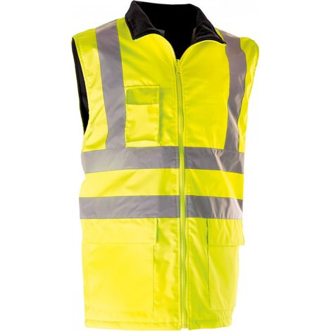 Gilet Matelassé Hiver Jaune Fluo Visibilité Hivernale Et Chaleur Optimale - Générique