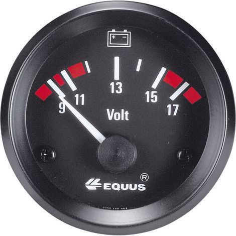 Equus 842060 Kfz Einbauinstrument Voltmeter Messbereich 9 - 17 V Standart Gelb, Rot, Grün 52 mm