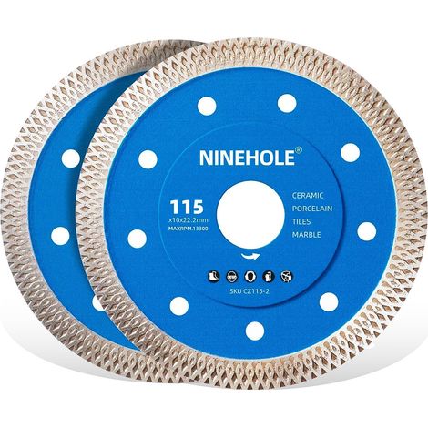 Set of 2 Diamond Discs 115 mm Extra Thin for Tiles and Stoneware Ceramics, 10 mm Segment Diamond Cutting Discs (1/5)