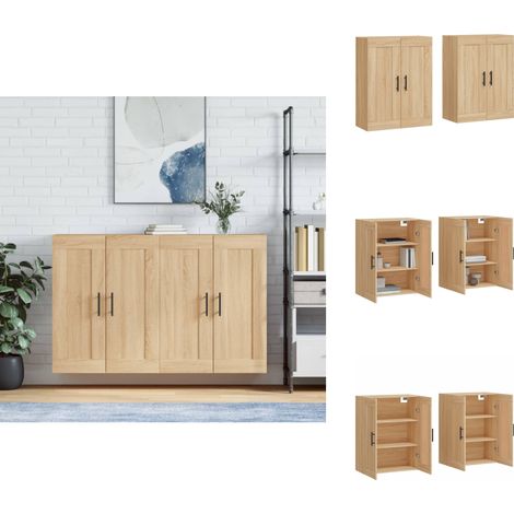 Armoires murales 2 pcs chêne sonoma bois d'ingénierie - Armoire Murale - Meuble Rangement - Buffet - Commode - Étagère Murale (1/5)