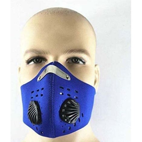 Masque Anti-pollution - Néoprène - Filtre à Charbon Remplaçable - Ajustable avec Pince-nez Aluminium - Pour Course à Pied Randonnée Vélo - 1 Pièce (1/2)