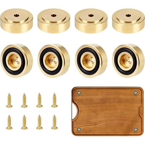 8 Pieds pour Planches à découper en Laiton avec Patins antidérapants, Pieds stabilisateurs pour Planches à découper avec Caoutchouc Silicone et vis pour Meubles et billots de Cuisine (1/5)