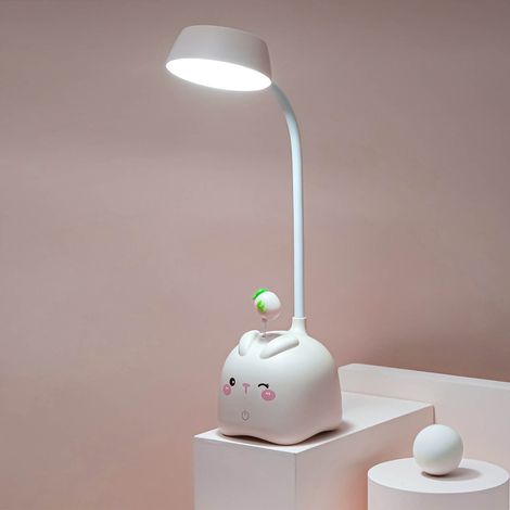 de bureau LED rechargeable USB pliable motif lapin blanc