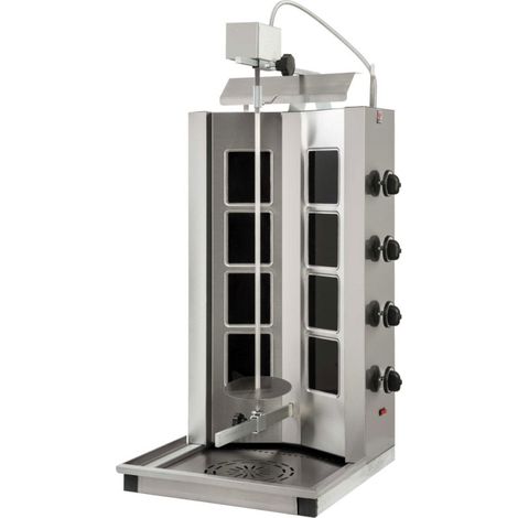 Gril à kebab Vitrocéramique avec 4 zones de chauffage, moteur supérieur, charge max. 40-55 kg 480x500x1060 mm - VIRTUS