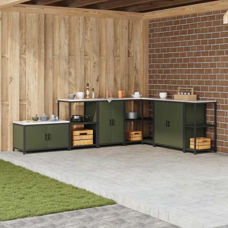 Küchenaufbewahrung mit Regal Olive Grün 60 x 50 x 92 cm Stahl