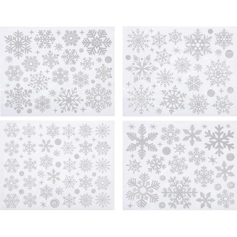 Lot de 4 autocollants muraux de Noël, flocons de neige, autocollants pour fenêtre (blancs)-37X30X0.1CM-White (1/2)