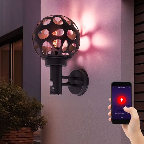 Lampada da esterno con rilevatore di movimento Lampada da parete antracite dimmerabile Lampada da parete da esterno Smart LED, cambio colore RGB, 8,5W 806lm bianco caldobianco freddo, LxA 20 x 32,7 cm (1/5)