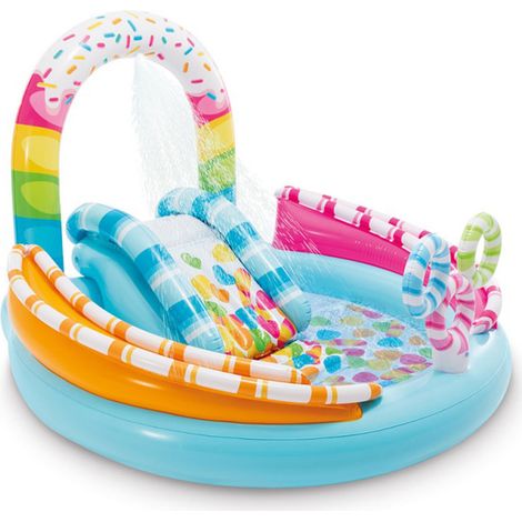 Intex – Aire de jeux gonflable Candy Zone – Dimensions 170 x 168 x 122 cm – Charge max 54 kg – Toboggan et jeux de lancer inclus (1/8)