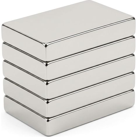 5 Stück kräftige Neodymmagnete 30x10x3 mm, leistungsstarke flache Rechteckmagnete mit dreifacher rostfester Beschichtung für Büro, Kühlschrank, Whiteboard, Heimwerkerarbeiten (1/5)