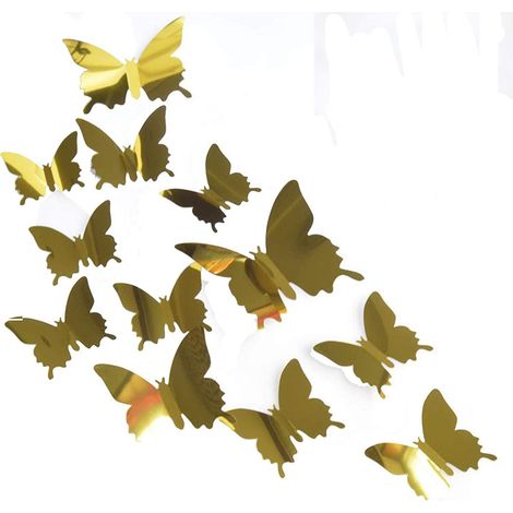 Lot de 30 stickers muraux 3D papillons effet miroir pour décoration intérieure (acrylique) (1/5)
