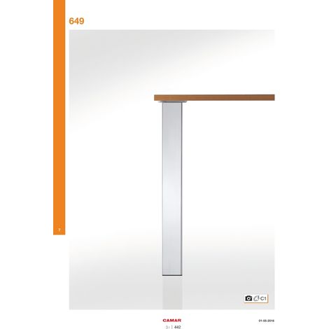 Pied de snack carre couleur inox brossé 80x80mm Haut.870mm 068841 Universel (1/5)