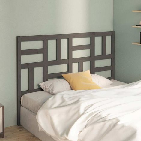 vidaXL Cabecero de cama madera maciza de pino gris 126x4x104 cm (1/5)