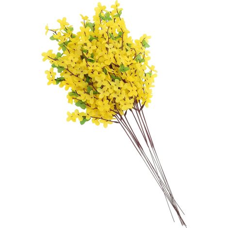 Décoration de Fleurs Artificielles Jaunes 10 Pièces en Tissu Réaliste pour Maison et Hôtels, Ornement Élégant et Naturel de Fleurs D'extérieur (1/5)