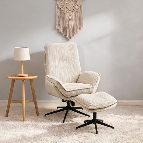 Fauteuil relax beige en polyester 85 x 74 x 104 cm (1/5)