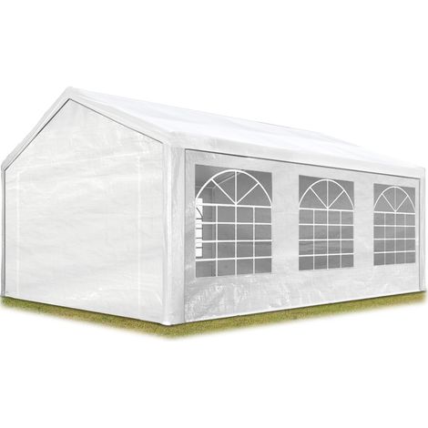TOOLPORT Party Marquee 4x6 m in white PE 350 N tarpaulin waterproof UV resistant Gazebo Garden Tent (1/5)