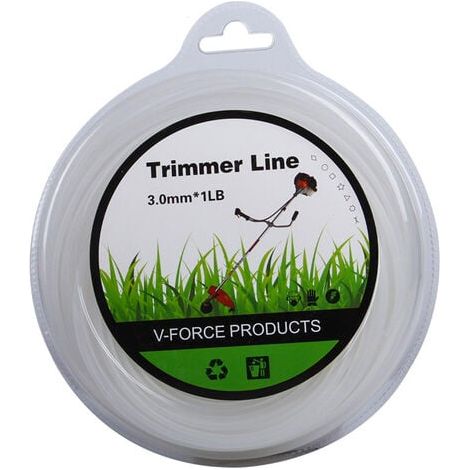 Filo di nylon per decespugliatore e tagliabordi, manutenzione del giardino e fai da te, misura universale, multiuso, filo tondo, bobina da 3,0 mm (3,0 mm tondo bianco 1 LB) (1/4)