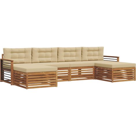 Ensembles de canapés avec coussin 6 pcs Salon de jardin Naturel et Beige (1/5)