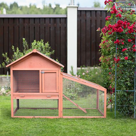 Petite grange pour petits animaux, 144x64, cage avec toit en asphalte, enclos extérieur en bois de sapin à deux étages, 5x100 cm