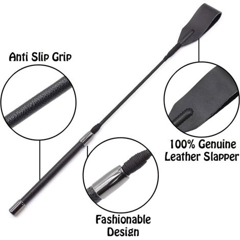 Fouet en cuir de 45 cm avec poignée et cordon de suspension (1/3)