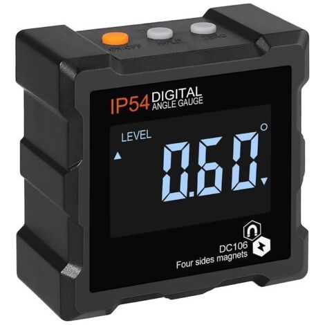 Inclinomètre Numérique LCD 360° Inclinometre Digital Magnétique Inclinomètre Electronique, Arrêt Automatique, avec Rétro-Eclairage Magnétique, 4 Côtés Magnétiques, étanche IP54 (avec Piles) (1/5)