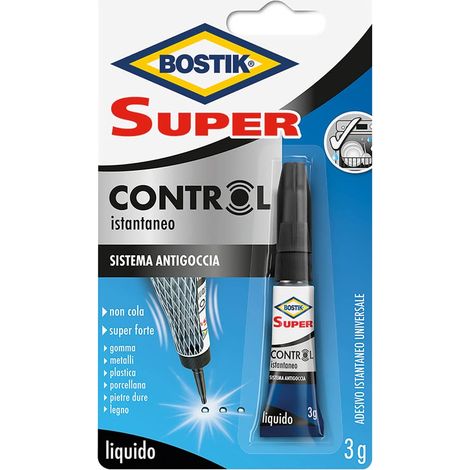 ADESIVO CIANOCRILATO 'SUPER CONTROL' gr. 3 - blister 1 pz- 24 blister - BOSTIK