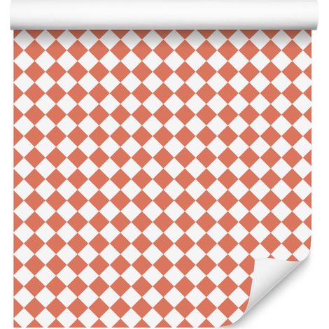Carta da parati con rombi geometrici, sfondo corallo, centro corallo 50x1000 cm (1/5)