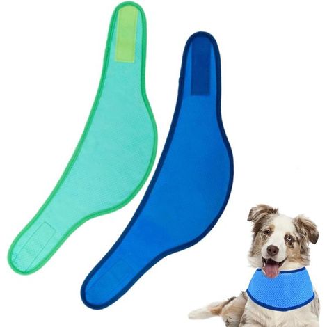 Pañuelo refrescante de 2 piezas para perros: bufanda ajustable y transpirable para el calor del verano, medianas y grandes (L) (1/5)
