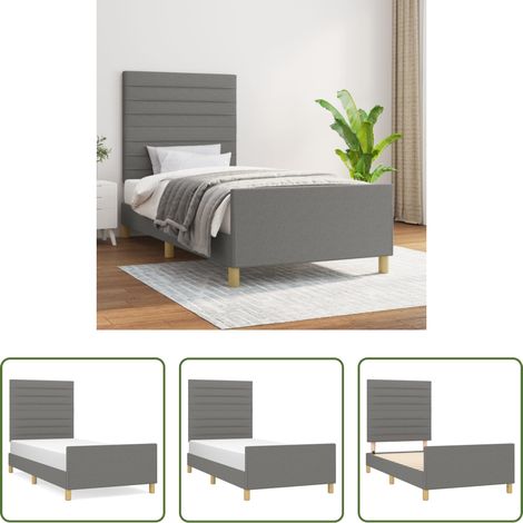 Kopfteil - Bettgestell ohne Matratze Dunkelgrau 80x200 cm Stoff (1/5)