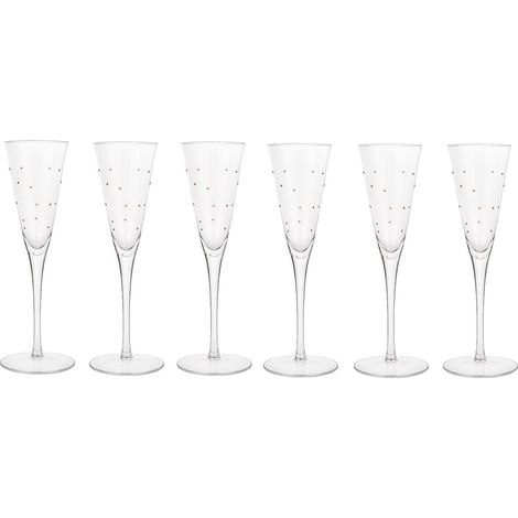 Copa Set 6 Cristal 8X8X24 180Ml Perlas 3D Dorado