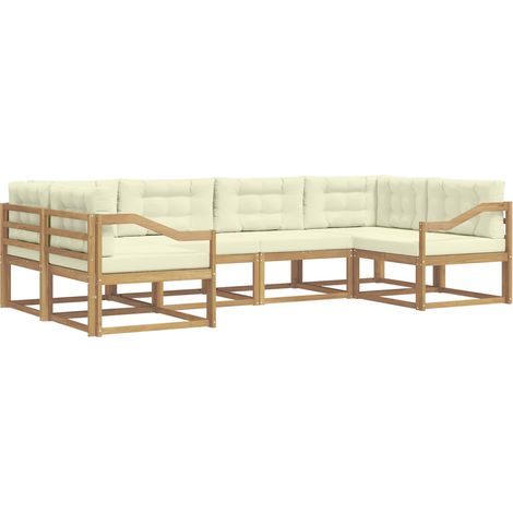 Outdoor Sofa Set 6 pcs White and Cream vidaXL