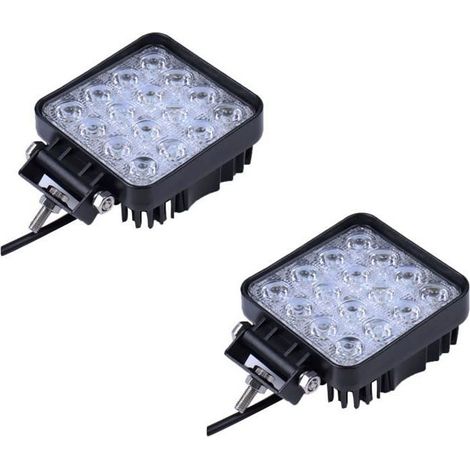 2PCS 48W Nouveaute Phare de Travail Carre a Leds Angle 60 DC 12V-24V Quad Camion Bateau Tracteur Offroad Impermeable (1/4)