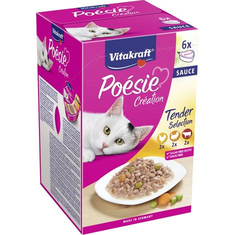Vitakraft Katzenfutter Poesie Sauce, Multipack - 6 Schalen (1/4)