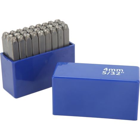 27-teiliges Stempelset aus Kohlenstoffstahl zum Markieren von Metall, Leder und Schmuck – Aufbewahrungsbox – 4 mm große Buchstaben (1/5)