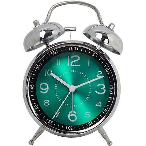 Réveil silencieux pour adultes, montre à quartz silencieuse de 4,5 pouces avec rétroéclairage (vert). (1/5)