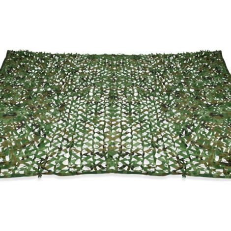 Voile d'ombrage rectangulaire 4x3 m camouflage vert – Protection solaire UV – Fixation rapide sur murs et arbres – Polyester léger (1/5)